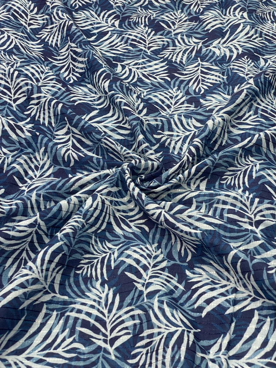 Cotton Self Stripes Embroidery With Print