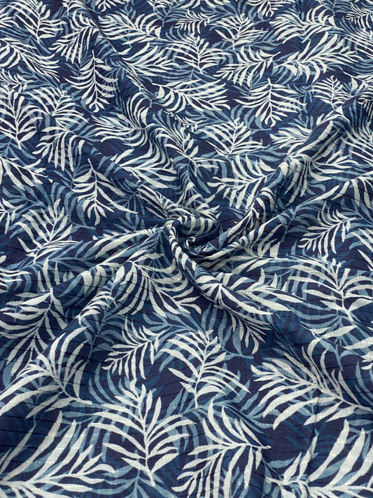 Cotton Self Stripes Embroidery With Print