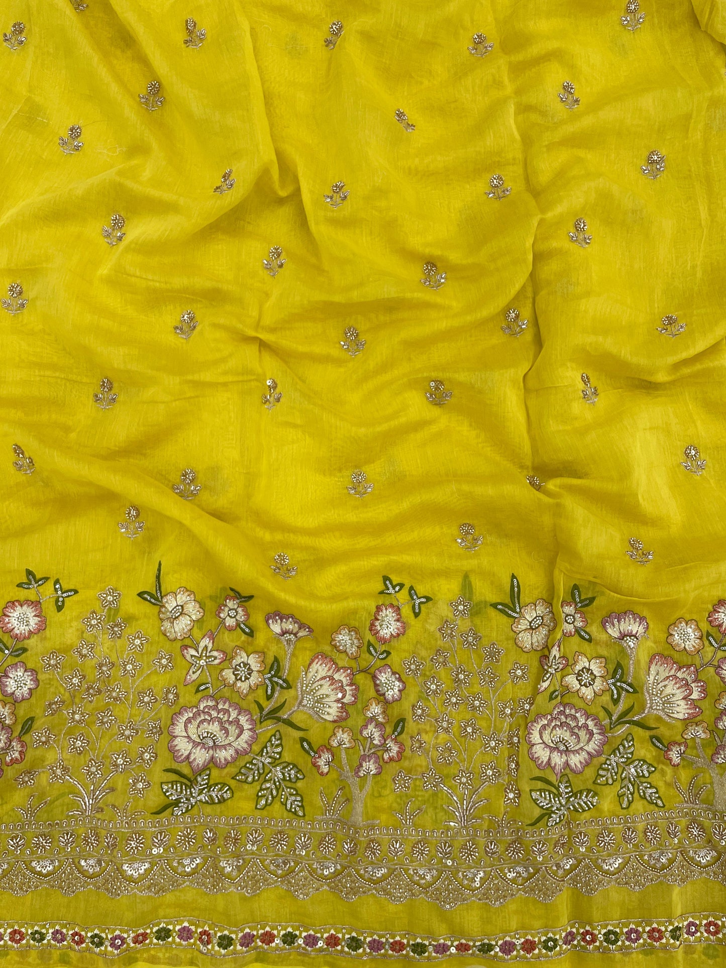 Chanderi Multithread Pannel Embroidery Fabric