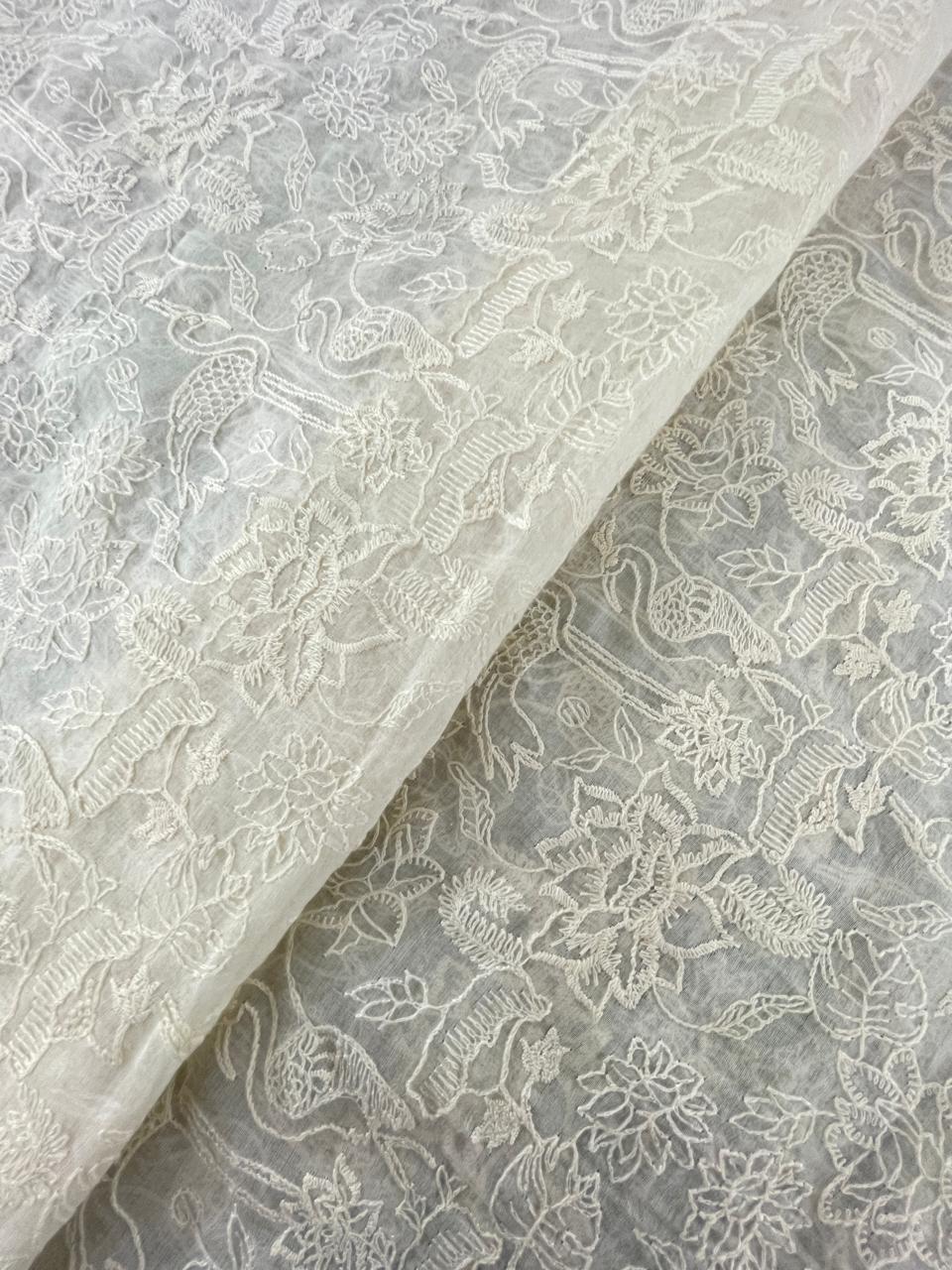 Chanderi Silk Embroidery (Dyeable) 44"inch
