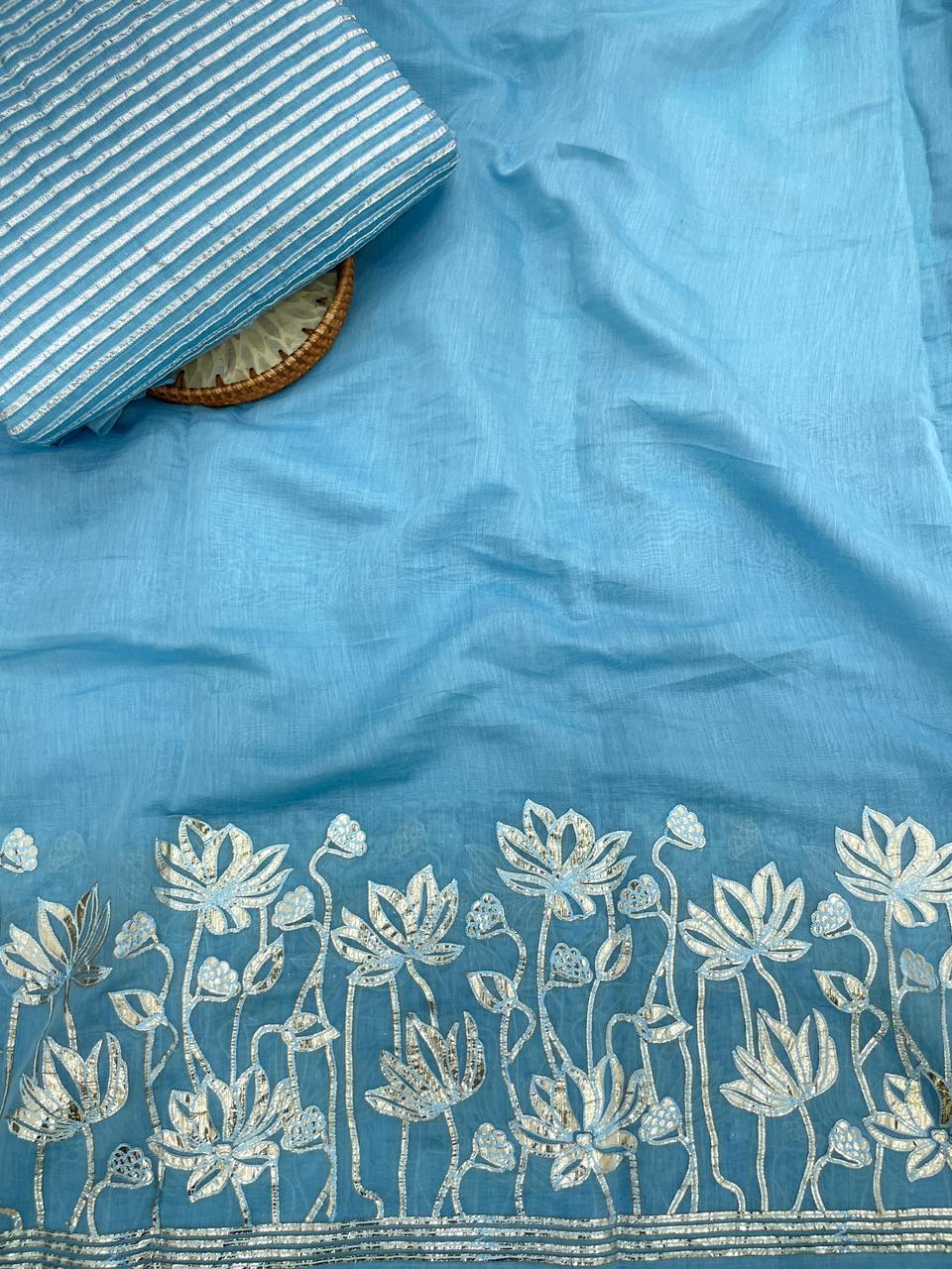 Chanderi Gota Embroidery Suit Set