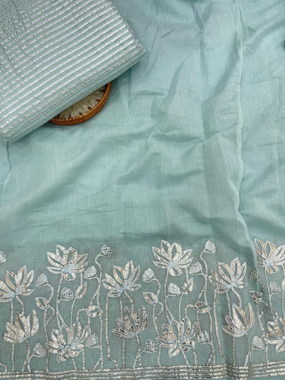 Chanderi Gota Embroidery Suit Set