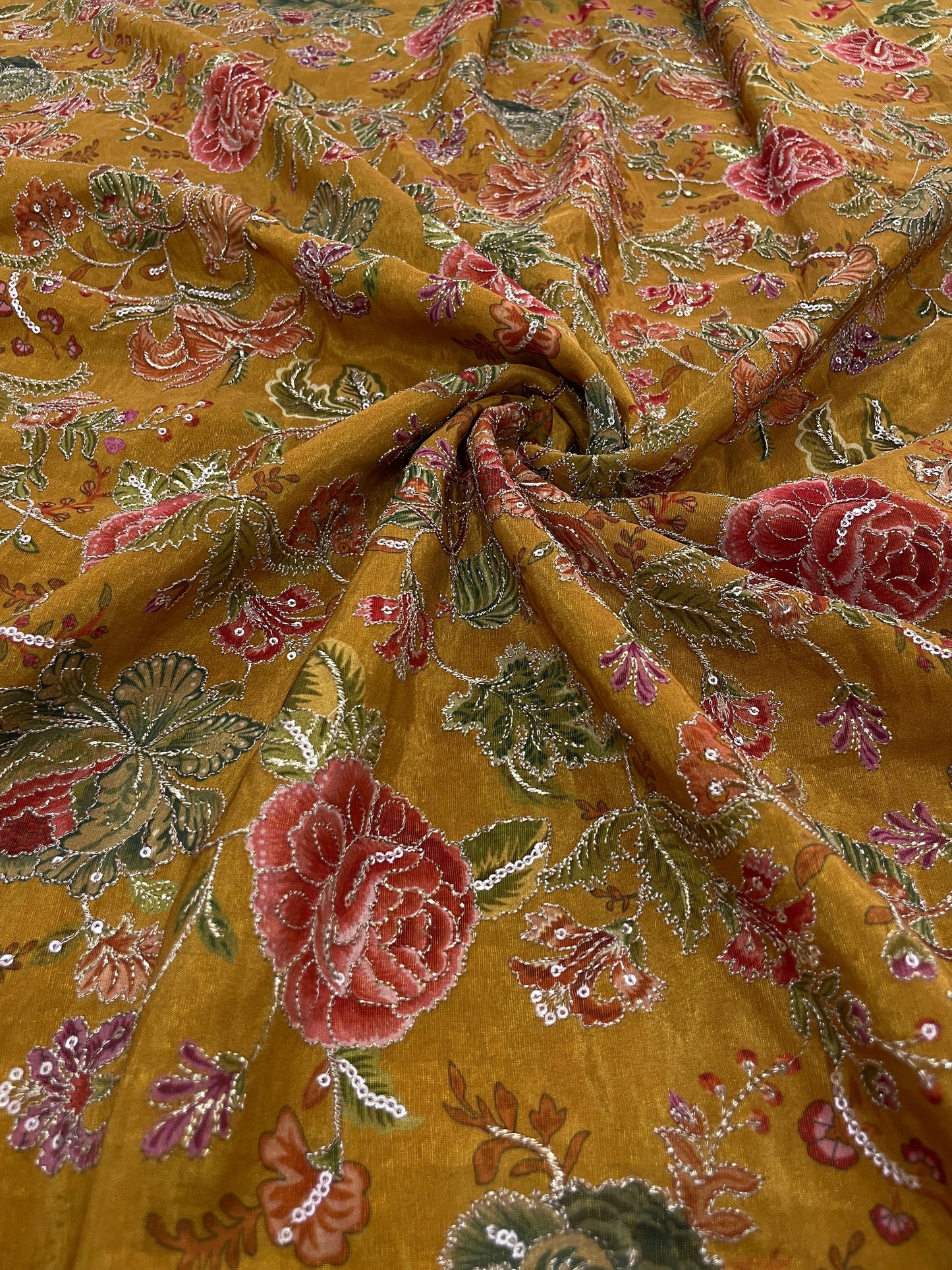 Tissue Position Print With Embroidery (44"inch)