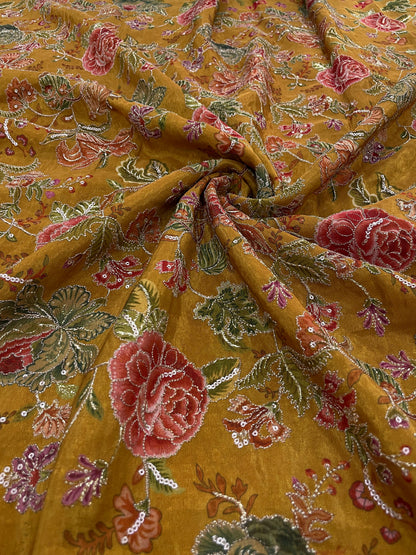 Tissue Position Print With Embroidery (44"inch)