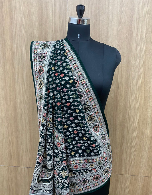 Elegantly Designed This Beautiful Paisley Jaal Embroidery With Premium Stone Work On Georgette Dupatta