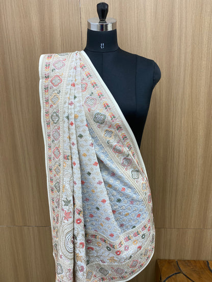 Elegantly Designed This Beautiful Paisley Jaal Embroidery With Premium Stone Work On Georgette Dupatta