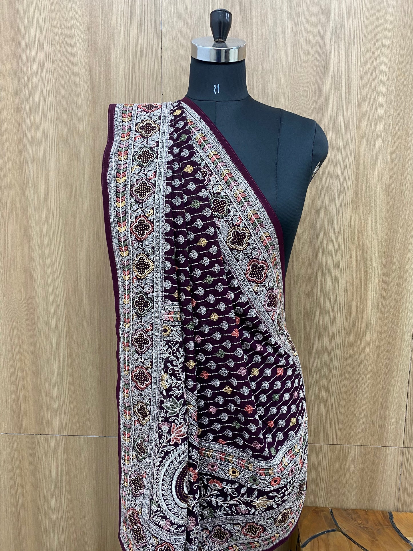 Elegantly Designed This Beautiful Paisley Jaal Embroidery With Premium Stone Work On Georgette Dupatta