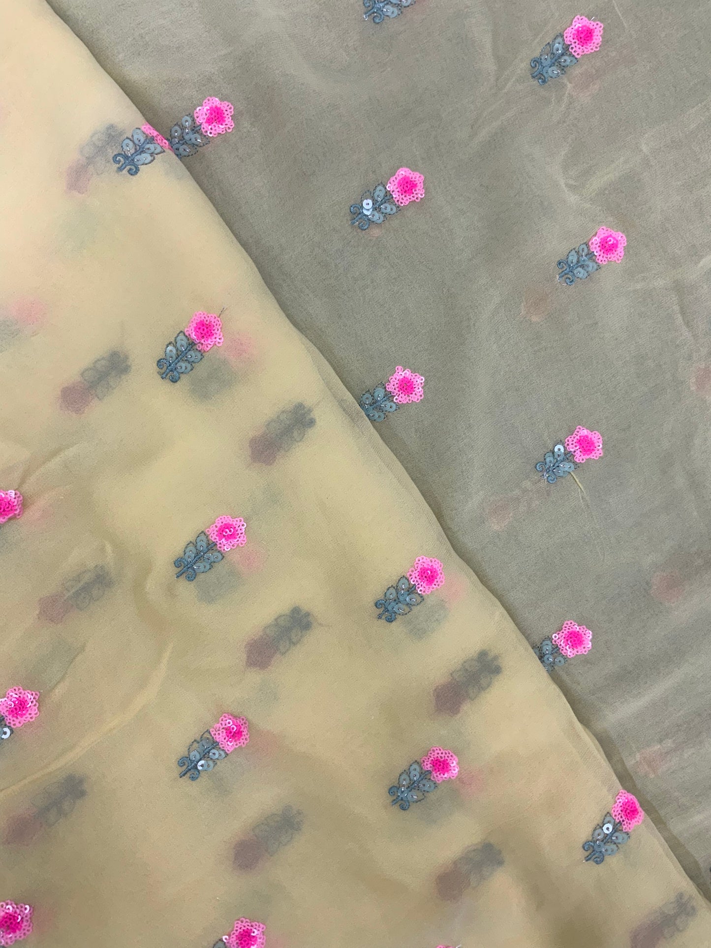 Basic Floral Sequin Butti On Viscose Georgette Fabric