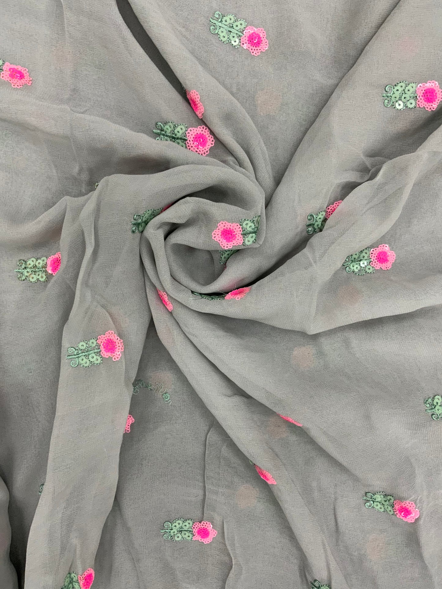 Basic Floral Sequin Butti On Viscose Georgette Fabric