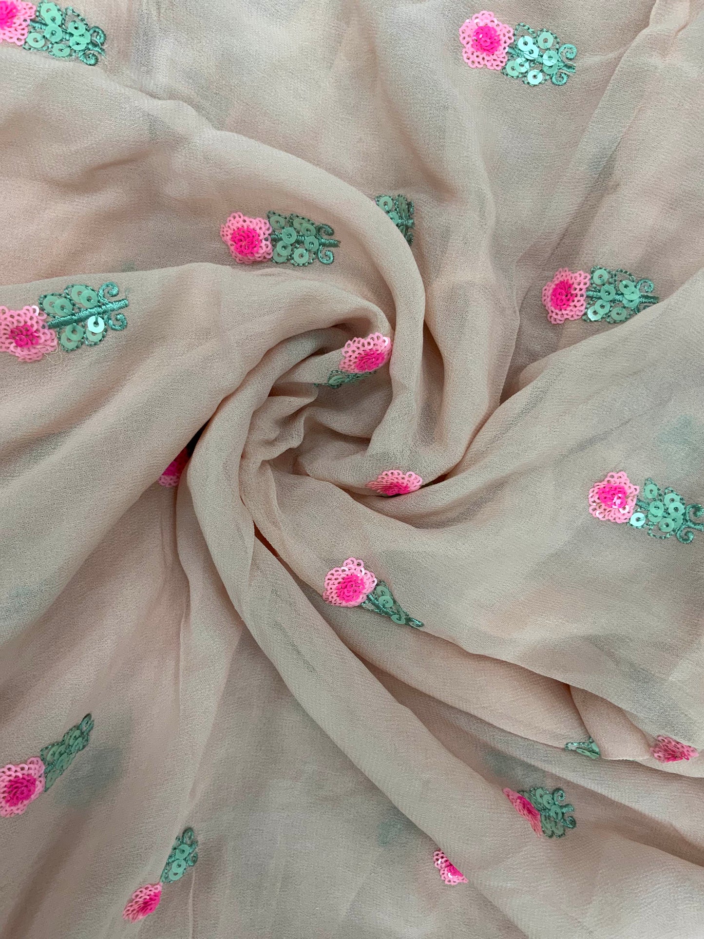 Basic Floral Sequin Butti On Viscose Georgette Fabric