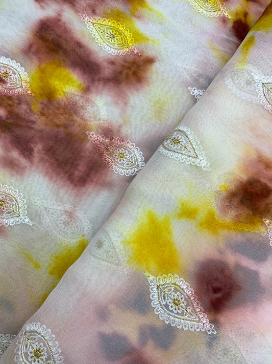 Georgette Shibori With Embroidery (Tie and Dye)