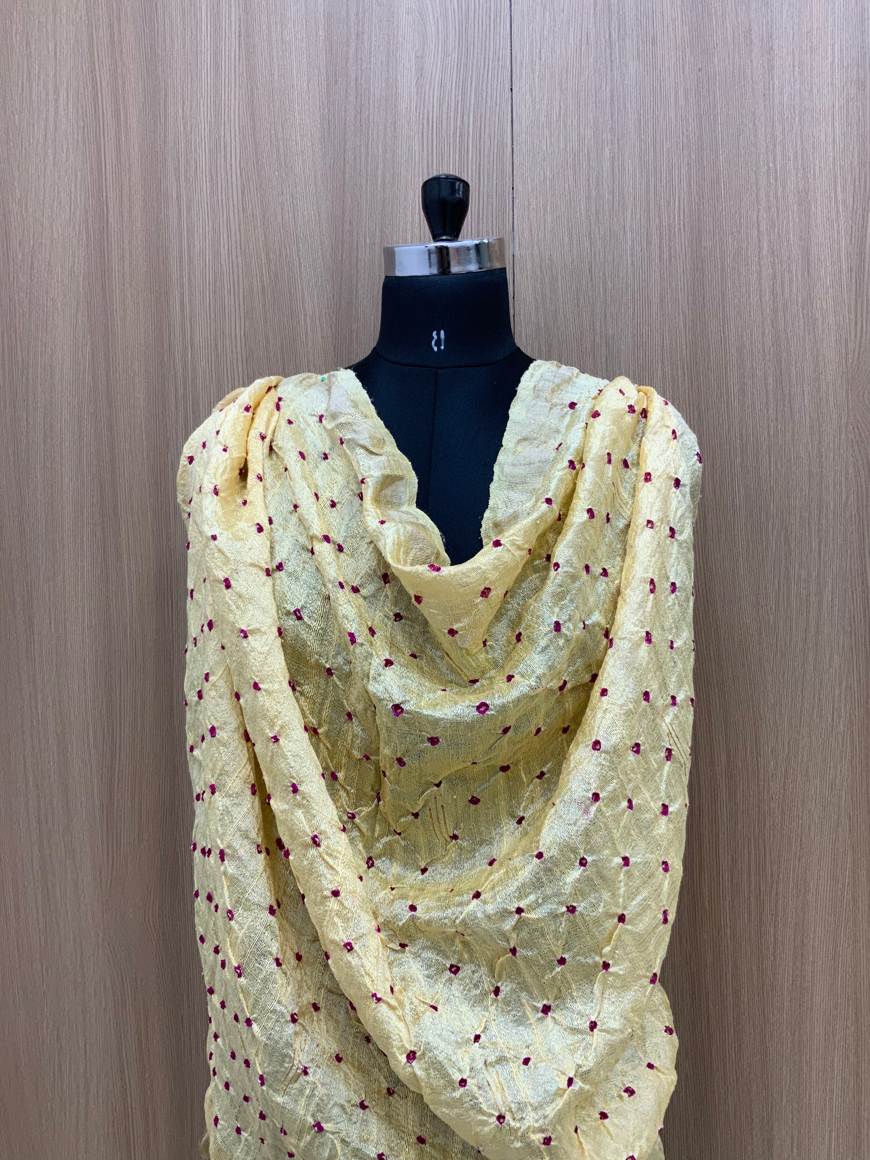 Pure Raw Silk Hand Bandhani (Colours Available) – banaraswala.fabric