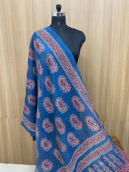 Cotton Chanderi Dupatta (Hand Block Print)