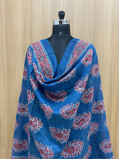 Cotton Chanderi Dupatta (Hand Block Print)