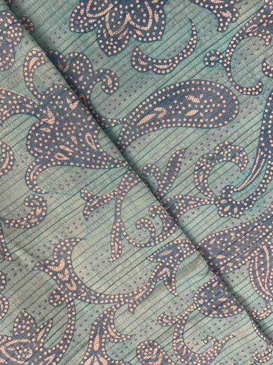Blue Paisley Kantha Embroidery