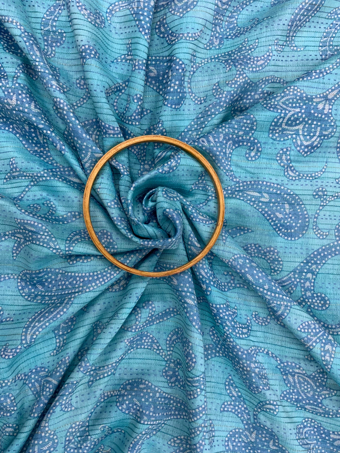 Blue Paisley Kantha Embroidery