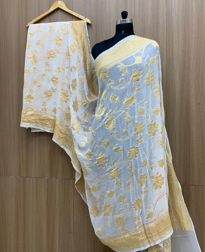 Pure Khadi Georgette Sarees (Dyeable)