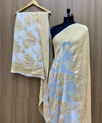 Pure Khadi Georgette Sarees (Dyeable)