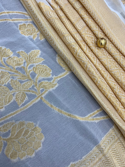 Pure Khadi Georgette Sarees (Dyeable)